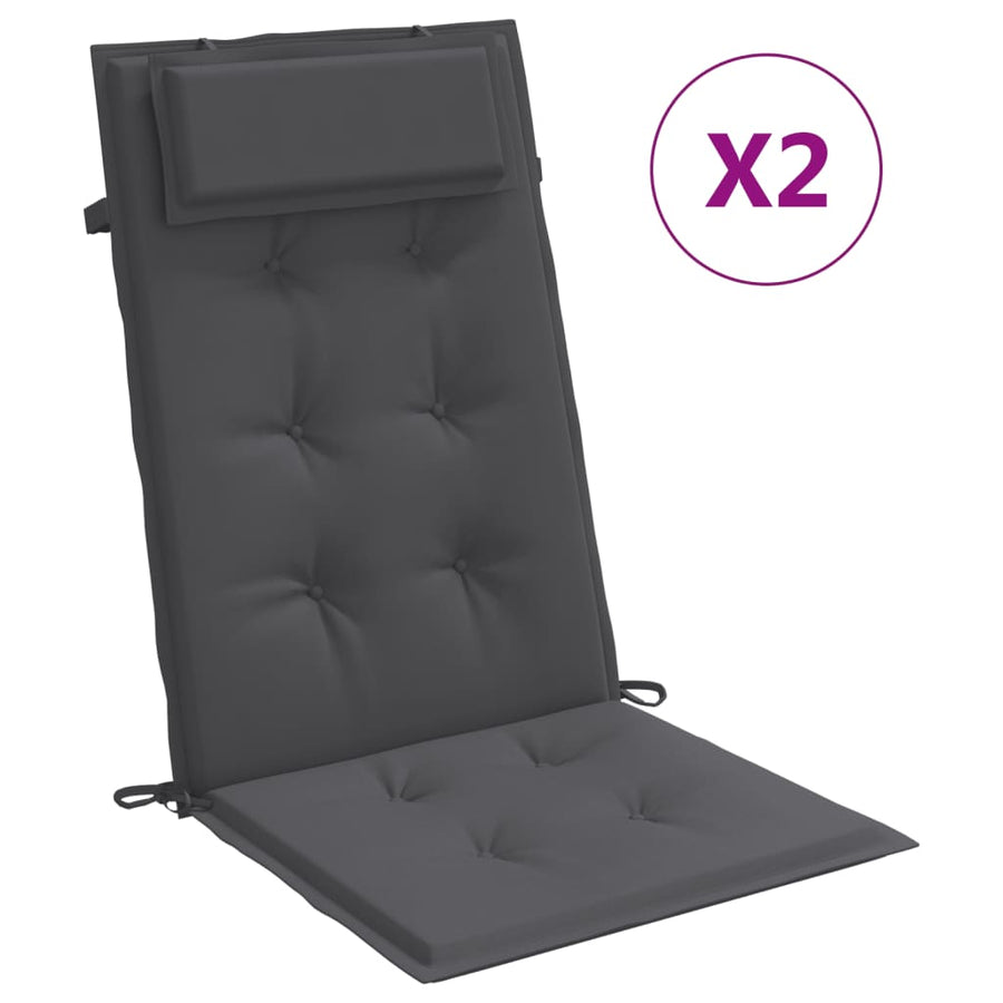 Stoelkussens 2 St Hoge Rug Oxford Stof Antracietkleurig