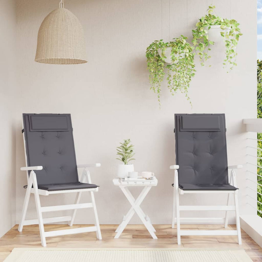 Stoelkussens 2 St Hoge Rug Oxford Stof Antracietkleurig