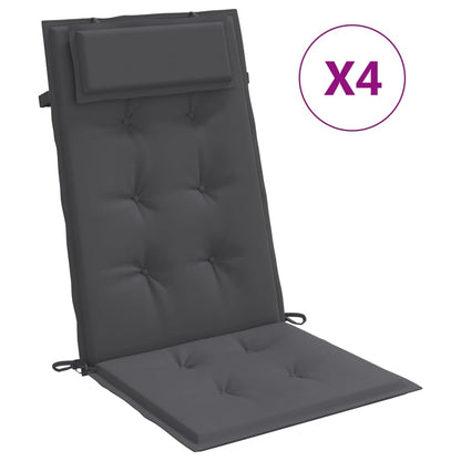Stoelkussens 4 St Hoge Rug Oxford Stof Antracietkleurig