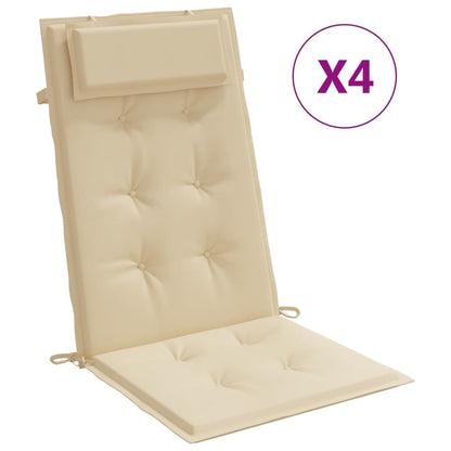 Stoelkussens 4 St Hoge Rug Oxford Stof Beige