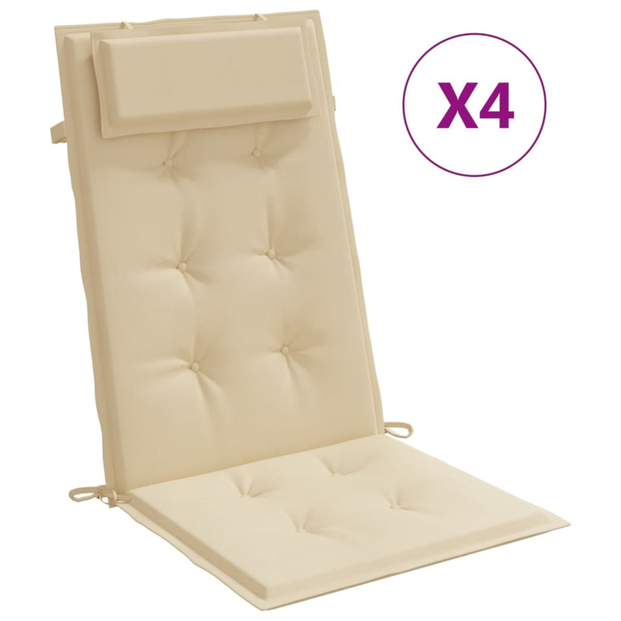 Stoelkussens 4 St Hoge Rug Oxford Stof Beige