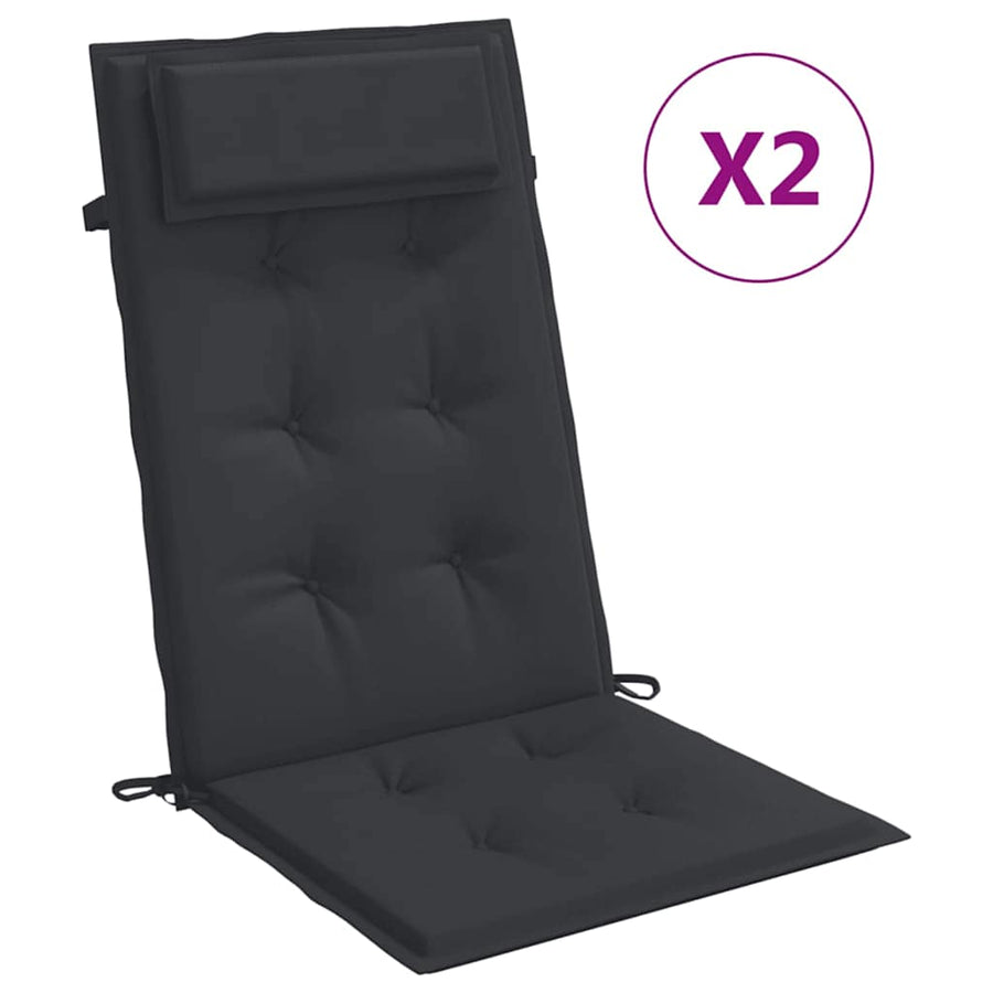 Stoelkussens 2 st hoge rug oxford stof zwart