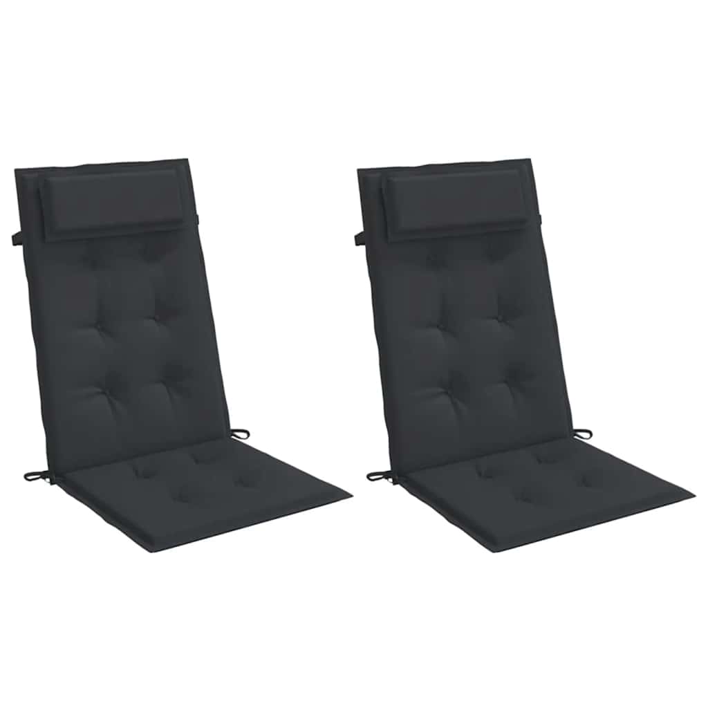 Stoelkussens 2 st hoge rug oxford stof zwart