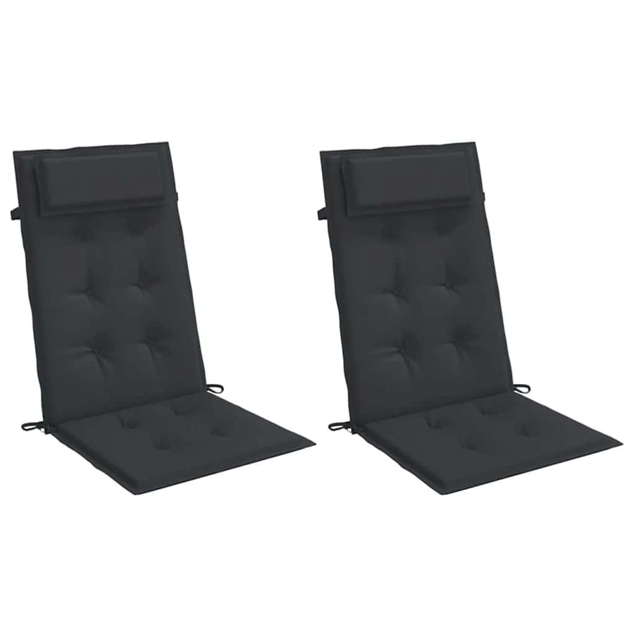 Stoelkussens 2 st hoge rug oxford stof zwart
