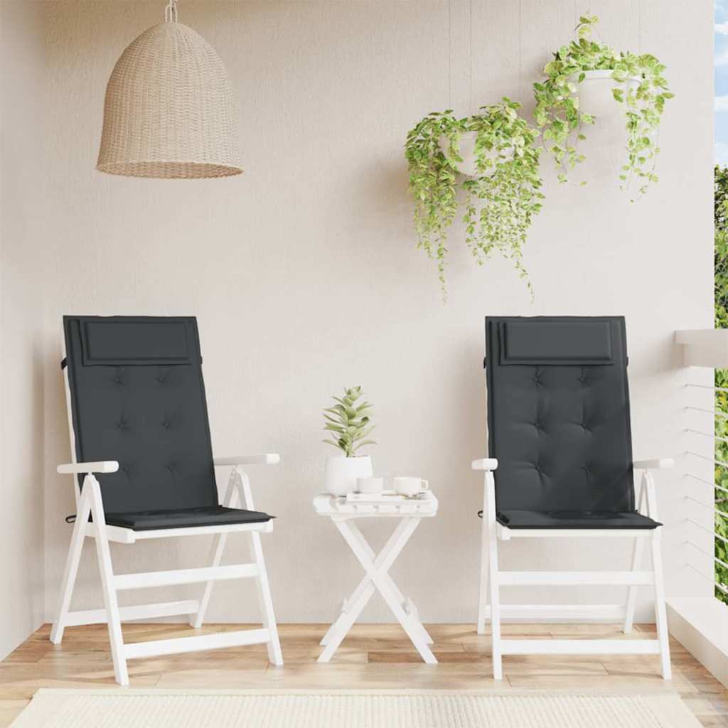 Stoelkussens 2 st hoge rug oxford stof zwart