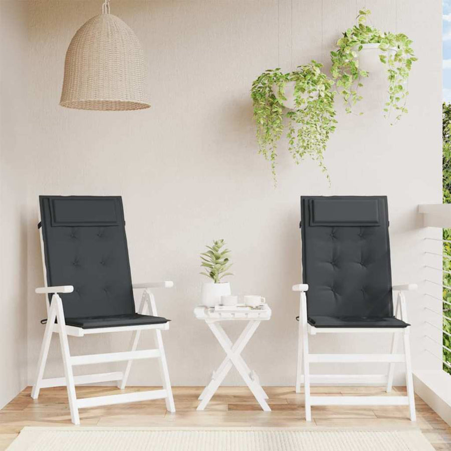 Stoelkussens 2 st hoge rug oxford stof zwart