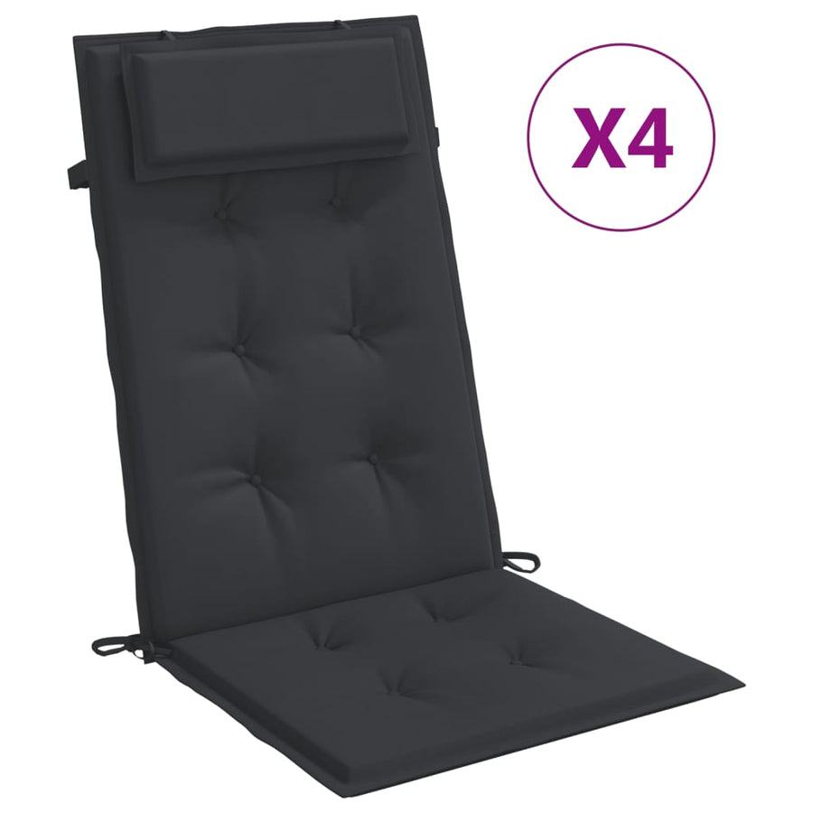 Stoelkussens Hoge Rug Oxford Stof 4 Zwart