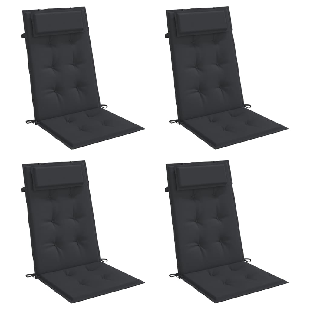 Stoelkussens Hoge Rug Oxford Stof 4 Zwart
