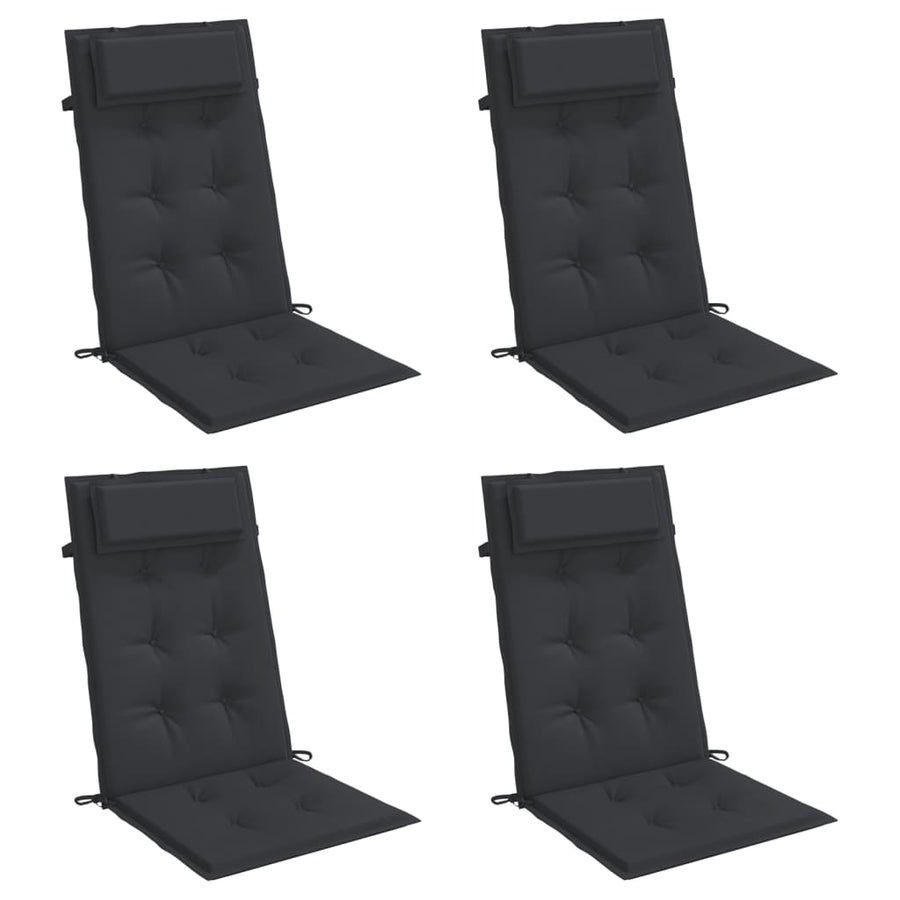 Stoelkussens Hoge Rug Oxford Stof 4 Zwart