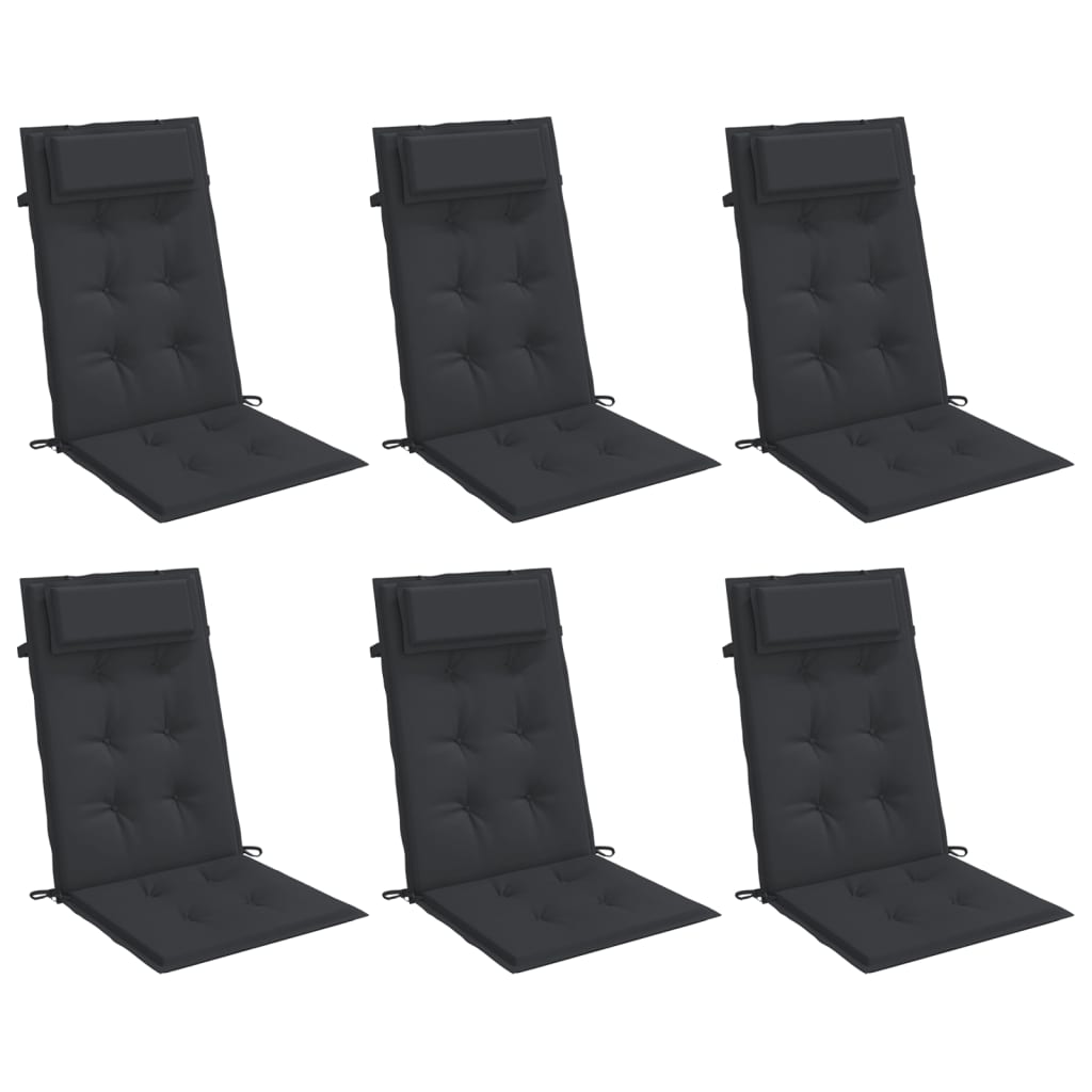 Stoelkussens Hoge Rug Oxford Stof 6 Zwart