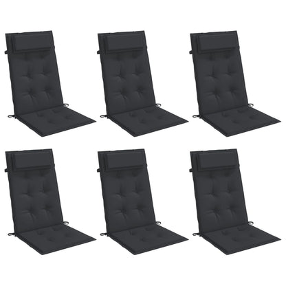 Stoelkussens Hoge Rug Oxford Stof 6 Zwart