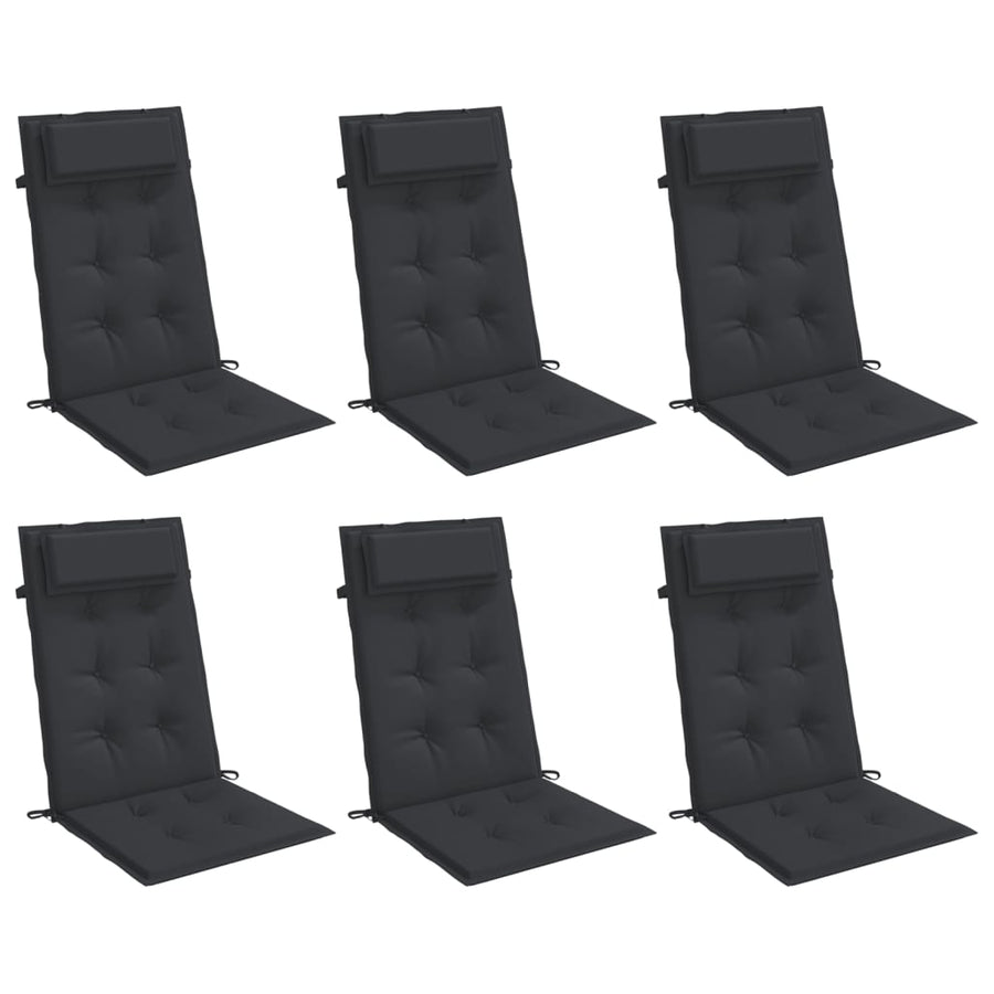 Stoelkussens Hoge Rug Oxford Stof 6 Zwart