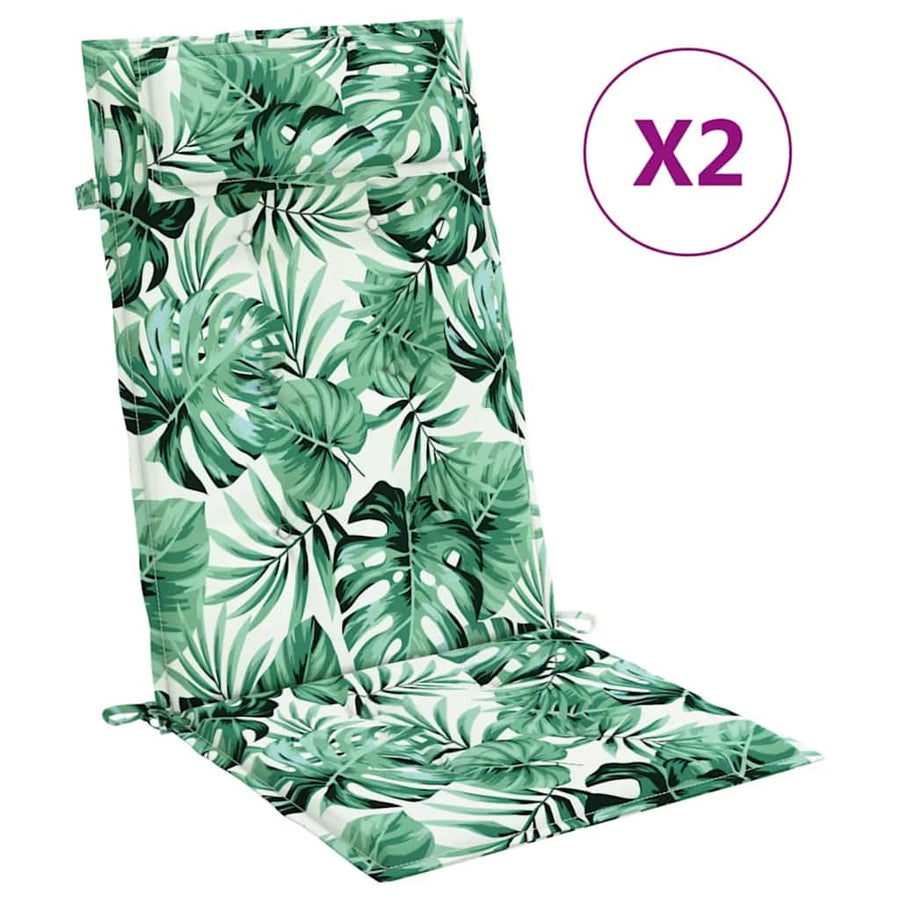 Stoelkussens 2 st hoge rug bladpatroon oxford stof