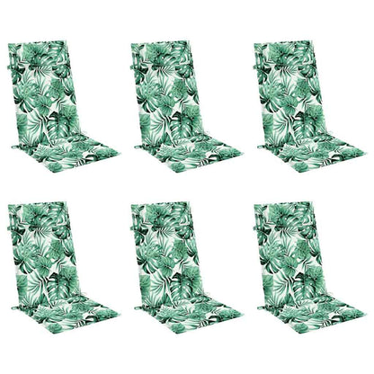 Stoelkussens 6 st hoge rug bladpatroon oxford stof