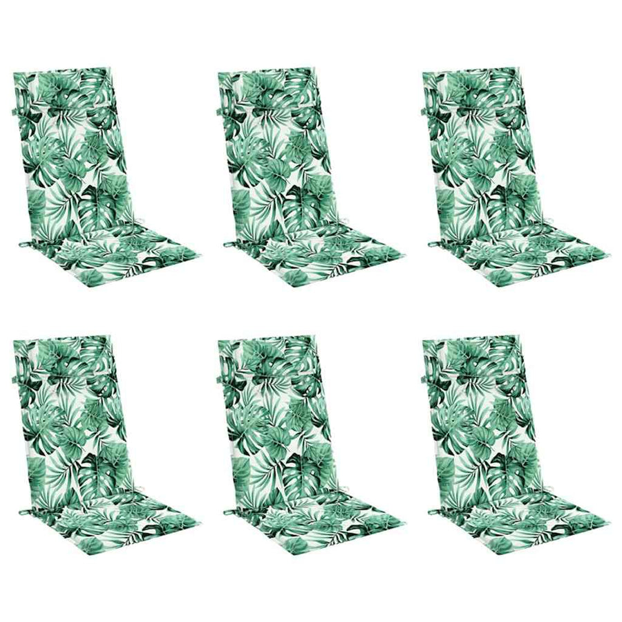 Stoelkussens 6 st hoge rug bladpatroon oxford stof