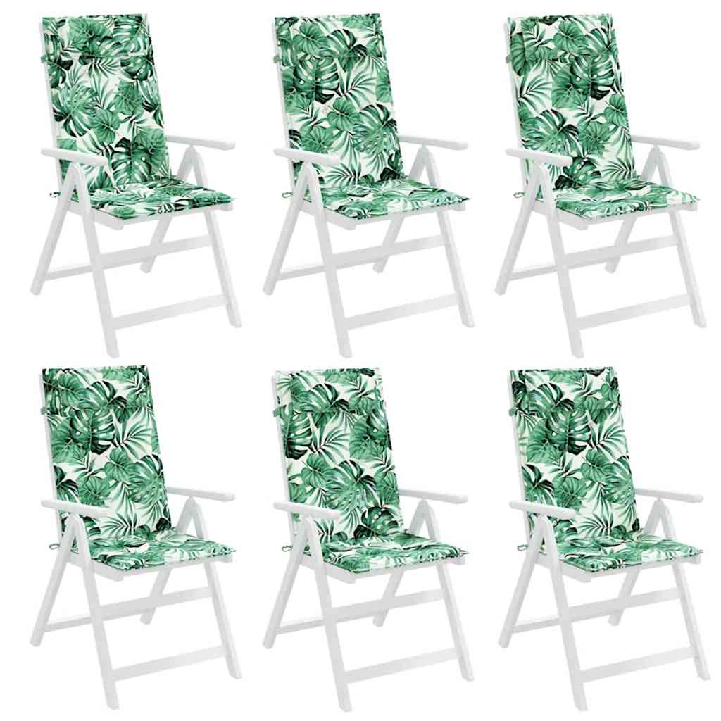 Stoelkussens 6 st hoge rug bladpatroon oxford stof