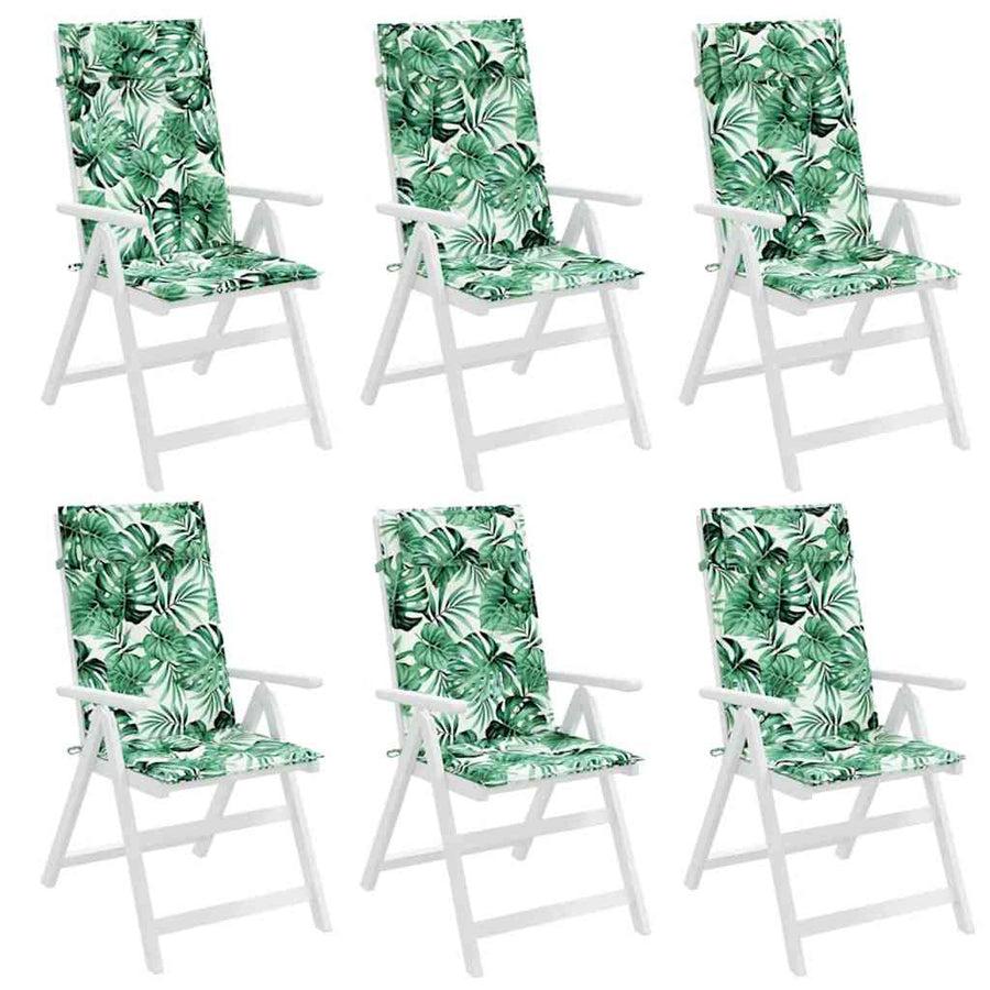 Stoelkussens 6 st hoge rug bladpatroon oxford stof