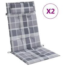 Stoelkussens Hoge Rug Ruitpatroon Oxford Stof Grijs 2 Grijs ruitpatroon