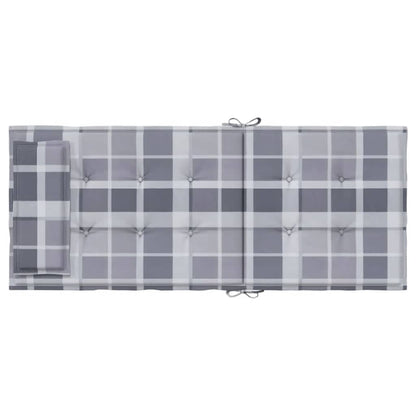 Stoelkussens Hoge Rug Ruitpatroon Oxford Stof Grijs 2 Grijs ruitpatroon