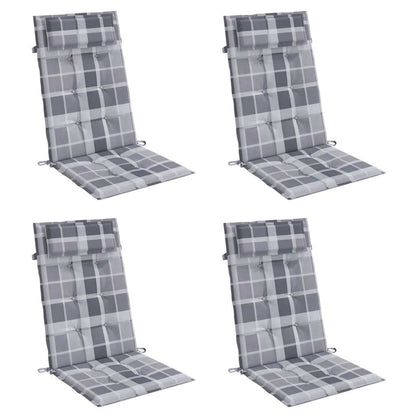 Stoelkussens Hoge Rug Ruitpatroon Oxford Stof Grijs 4 Grijs ruitpatroon