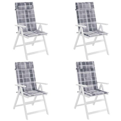 Stoelkussens Hoge Rug Ruitpatroon Oxford Stof Grijs 4 Grijs ruitpatroon