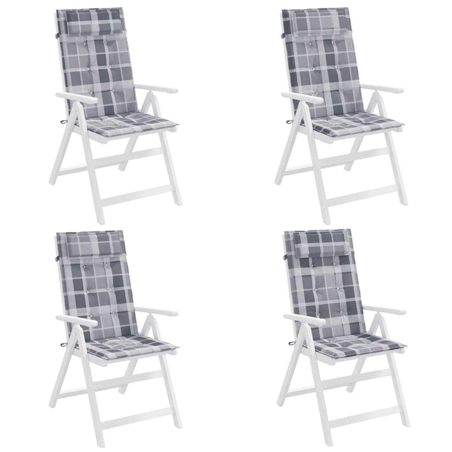 Stoelkussens Hoge Rug Ruitpatroon Oxford Stof Grijs 4 Grijs ruitpatroon