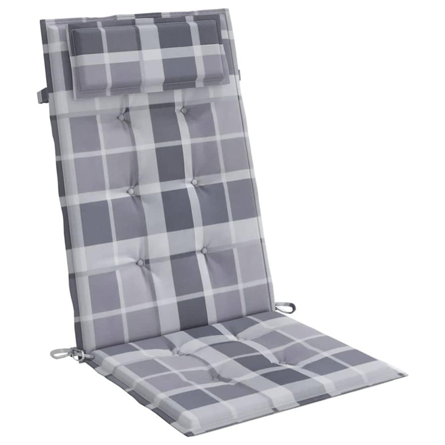Stoelkussens Hoge Rug Ruitpatroon Oxford Stof Grijs 4 Grijs ruitpatroon