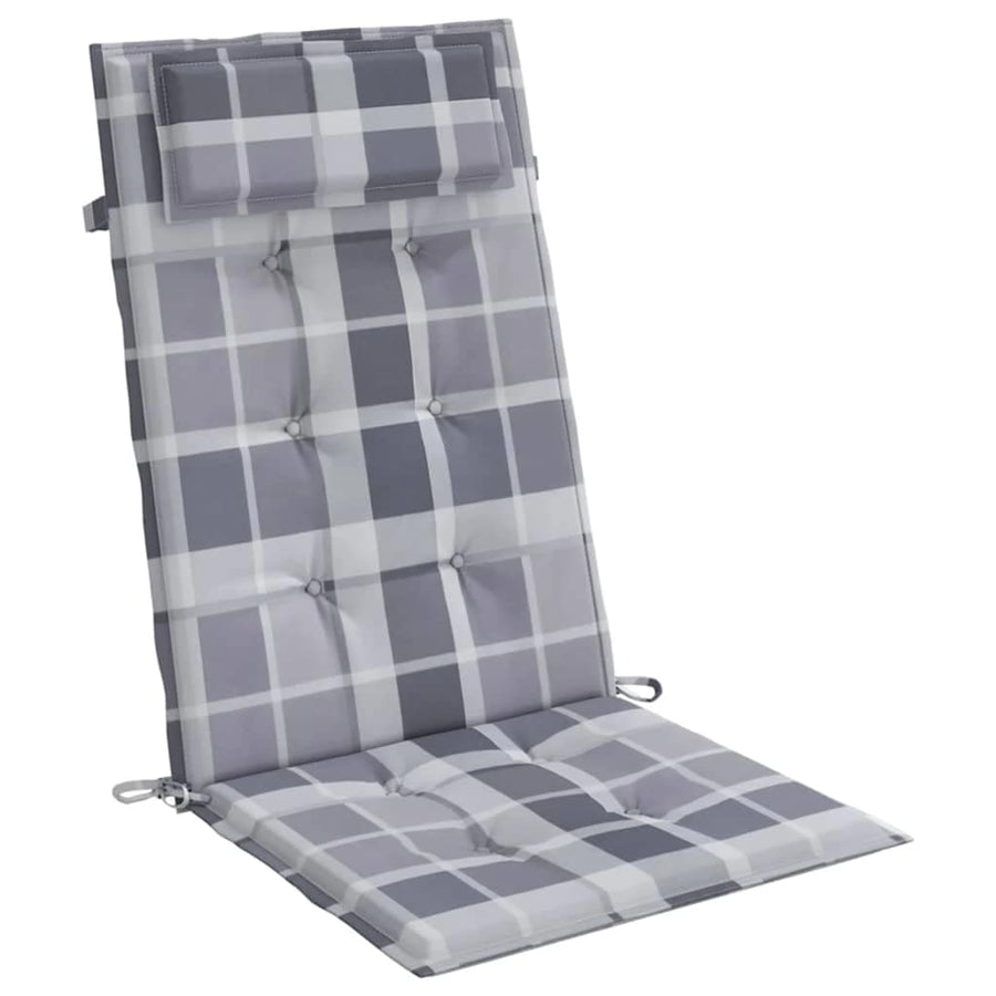 Stoelkussens 6 st hoge rug ruitpatroon oxford stof grijs