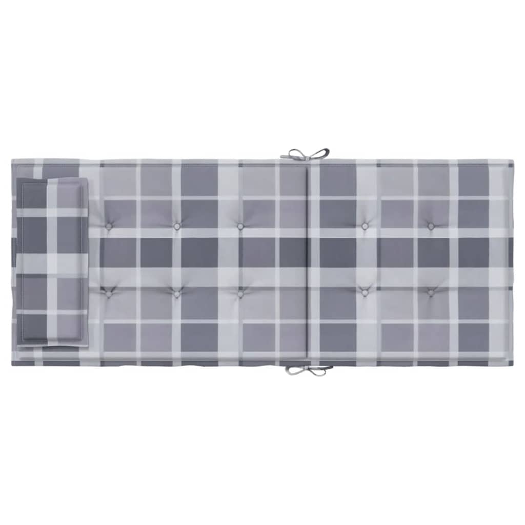 Stoelkussens 6 st hoge rug ruitpatroon oxford stof grijs