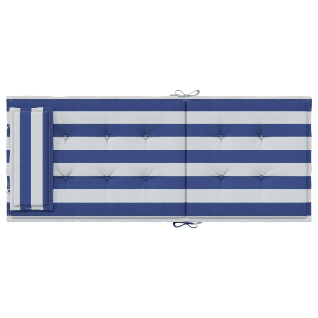 Stoelkussens 6 St Hoge Rug Gestreept Stof Oxford Wit En Blauw