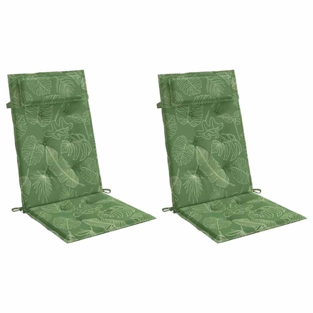 Stoelkussens 2 st hoge rug bladpatroon oxford stof