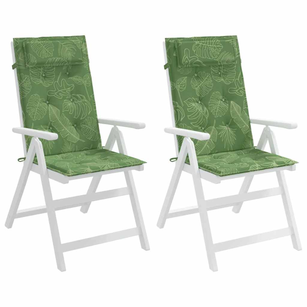 Stoelkussens 2 st hoge rug bladpatroon oxford stof