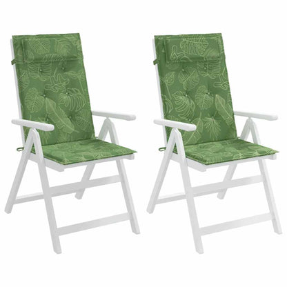 Stoelkussens 2 st hoge rug bladpatroon oxford stof