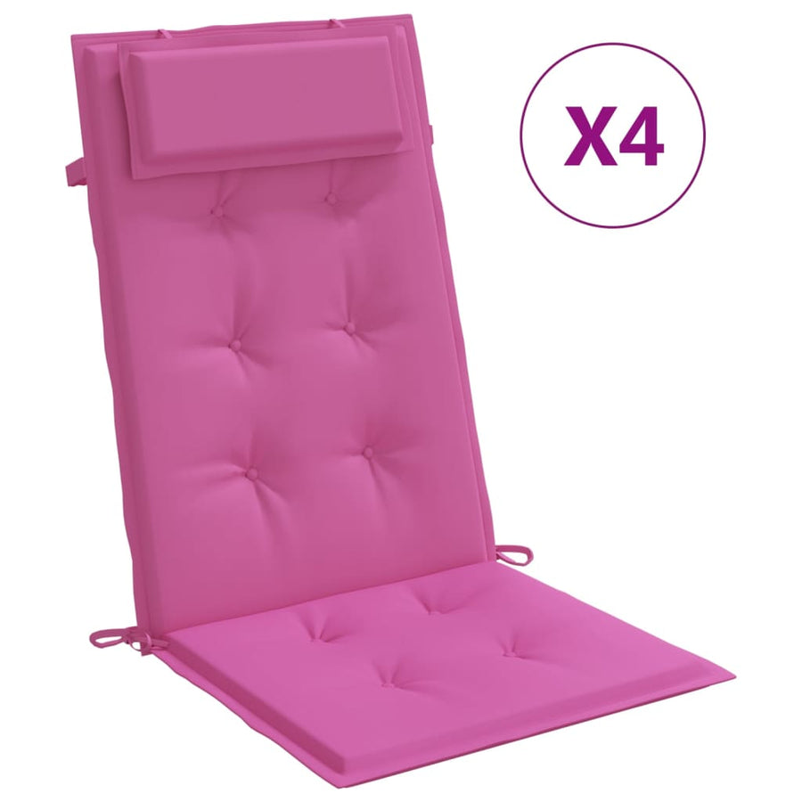 Stoelkussens 4 St Hoge Rug Oxford Stof Roze