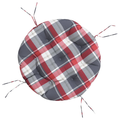 Zitkussen rond ruitpatroon Ø 60x11 cm oxford stof rood