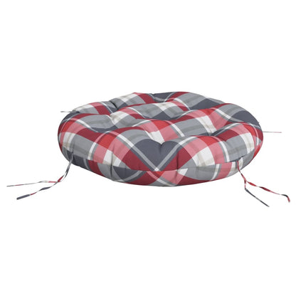 Zitkussen rond ruitpatroon Ø 60x11 cm oxford stof rood