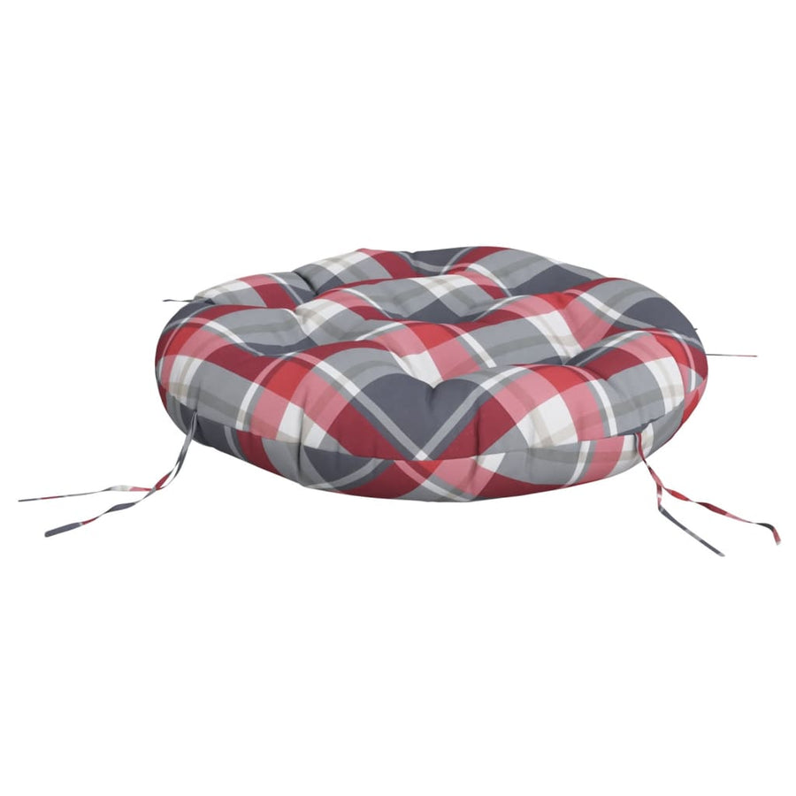 Zitkussen rond ruitpatroon Ø 60x11 cm oxford stof rood