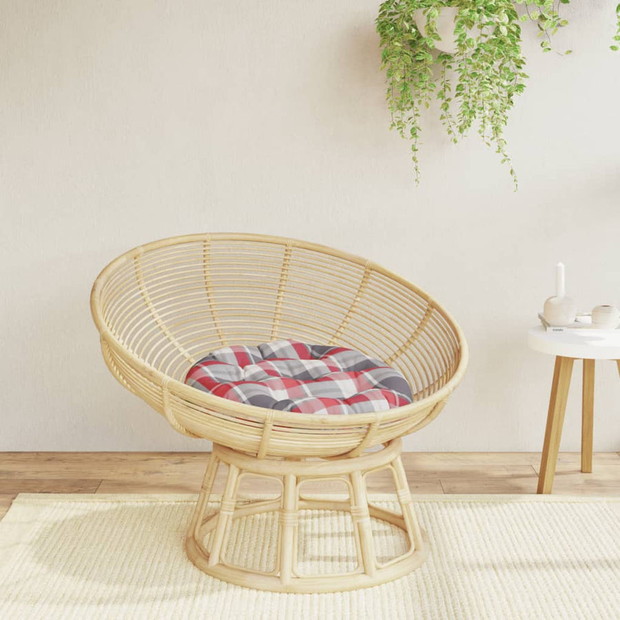 Zitkussen rond ruitpatroon Ø 60x11 cm oxford stof rood