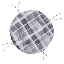 Zitkussen rond ruitpatroon Ø 60x11 cm oxford stof grijs