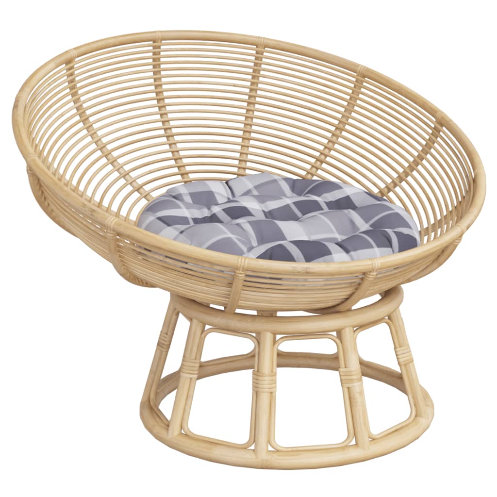 Zitkussen rond ruitpatroon Ø 60x11 cm oxford stof grijs