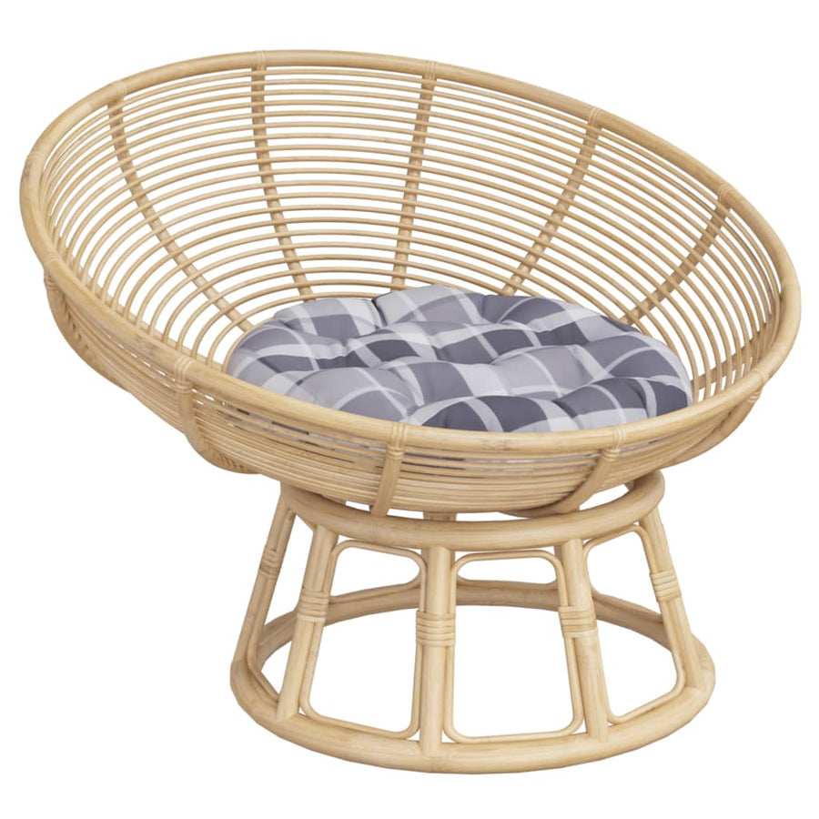 Zitkussen rond ruitpatroon Ø 60x11 cm oxford stof grijs