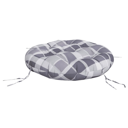 Zitkussen rond ruitpatroon Ø 60x11 cm oxford stof grijs