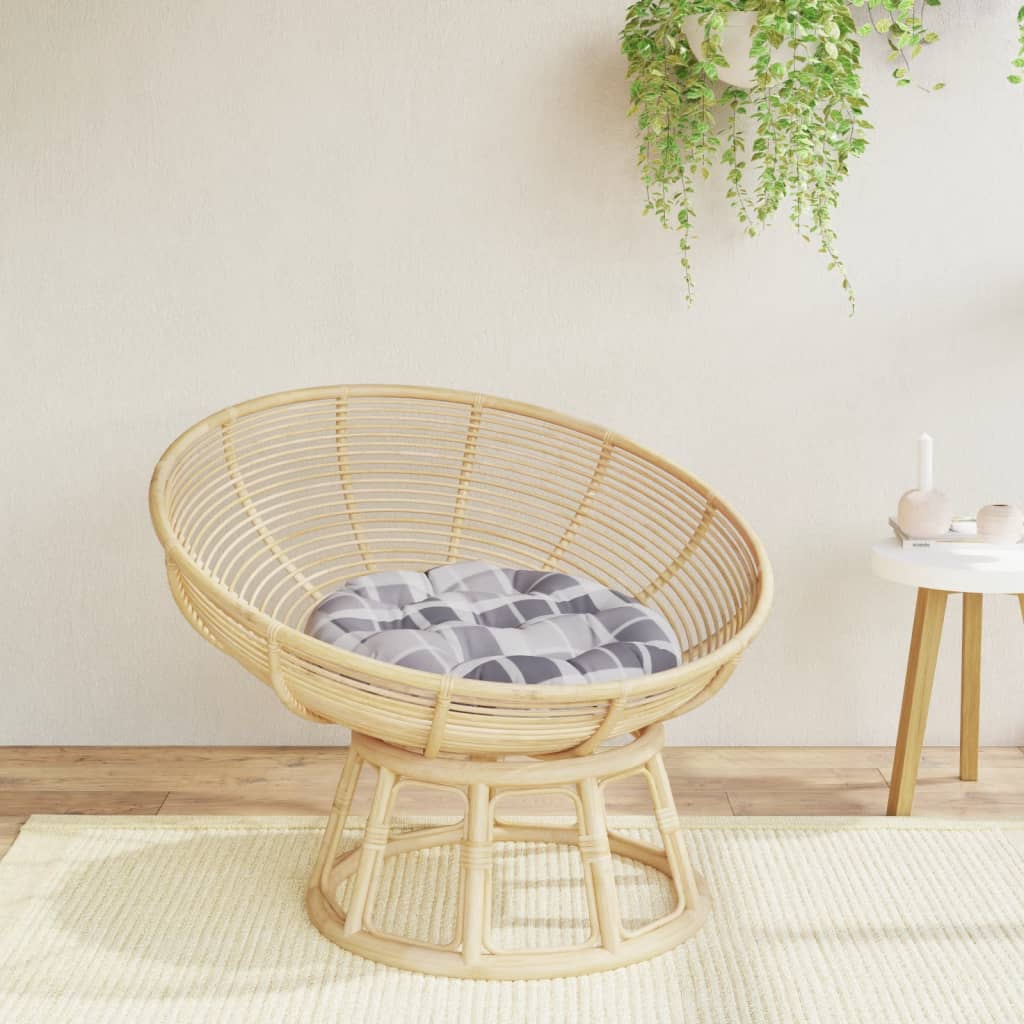 Zitkussen rond ruitpatroon Ø 60x11 cm oxford stof grijs