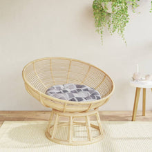 Zitkussen rond ruitpatroon Ø 60x11 cm oxford stof grijs