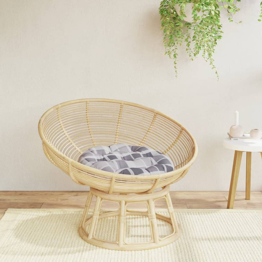 Zitkussen rond ruitpatroon Ø 60x11 cm oxford stof grijs