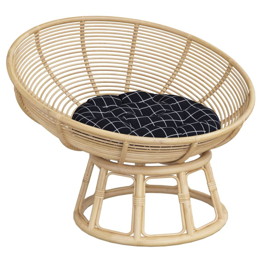 Zitkussen rond ruitpatroon Ø 60x11 cm oxford stof zwart