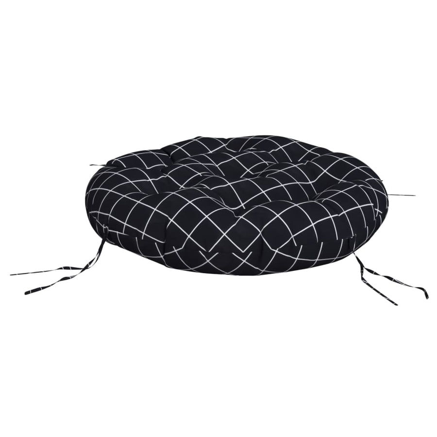 Zitkussen rond ruitpatroon Ø 60x11 cm oxford stof zwart
