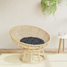 Zitkussen rond ruitpatroon Ø 60x11 cm oxford stof zwart