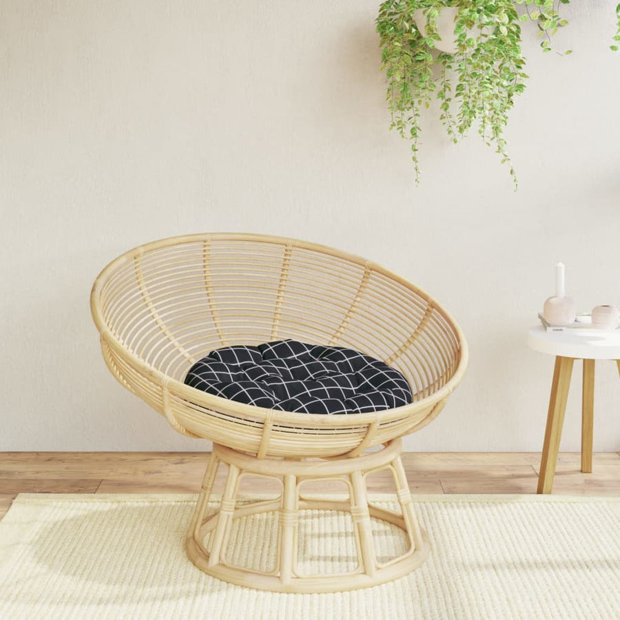 Zitkussen rond ruitpatroon Ø 60x11 cm oxford stof zwart