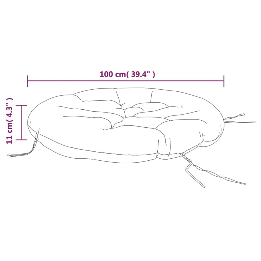 Zitkussen rond bladpatroon Ø 100x11 cm oxford stof